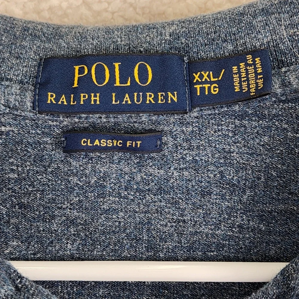 Polo Ralph Lauren Classic Fit Polo Shirt Mens XXL Blue Heathered Short Sleeve